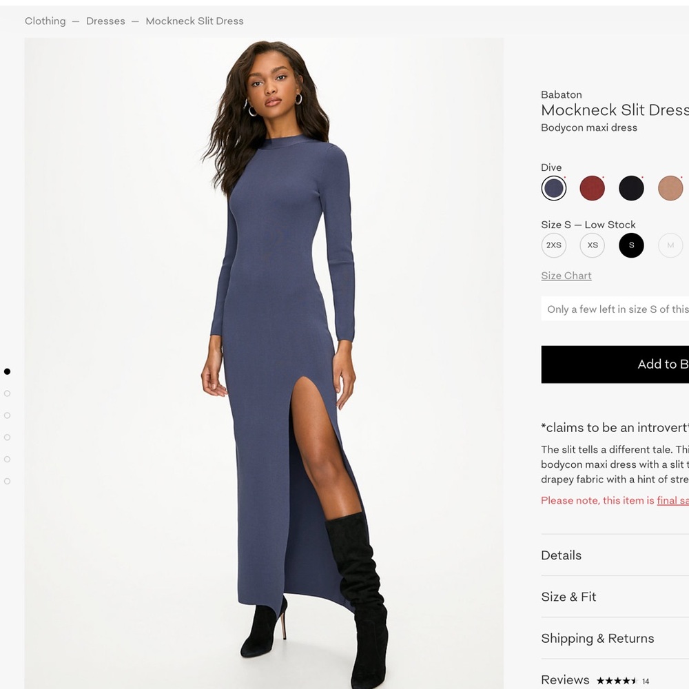 Mock neck slit dress ︱Babaton